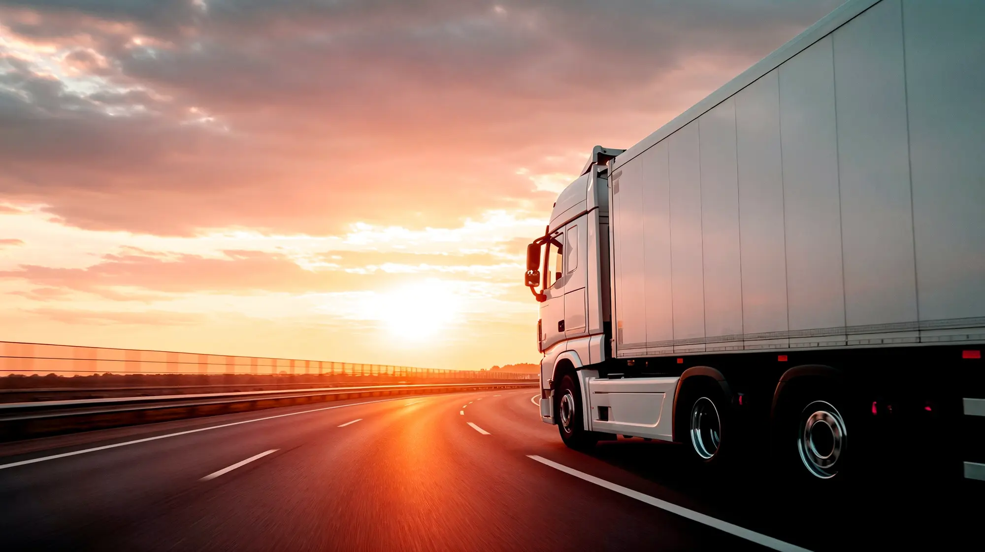 Large commercial container vehicle on a highway
